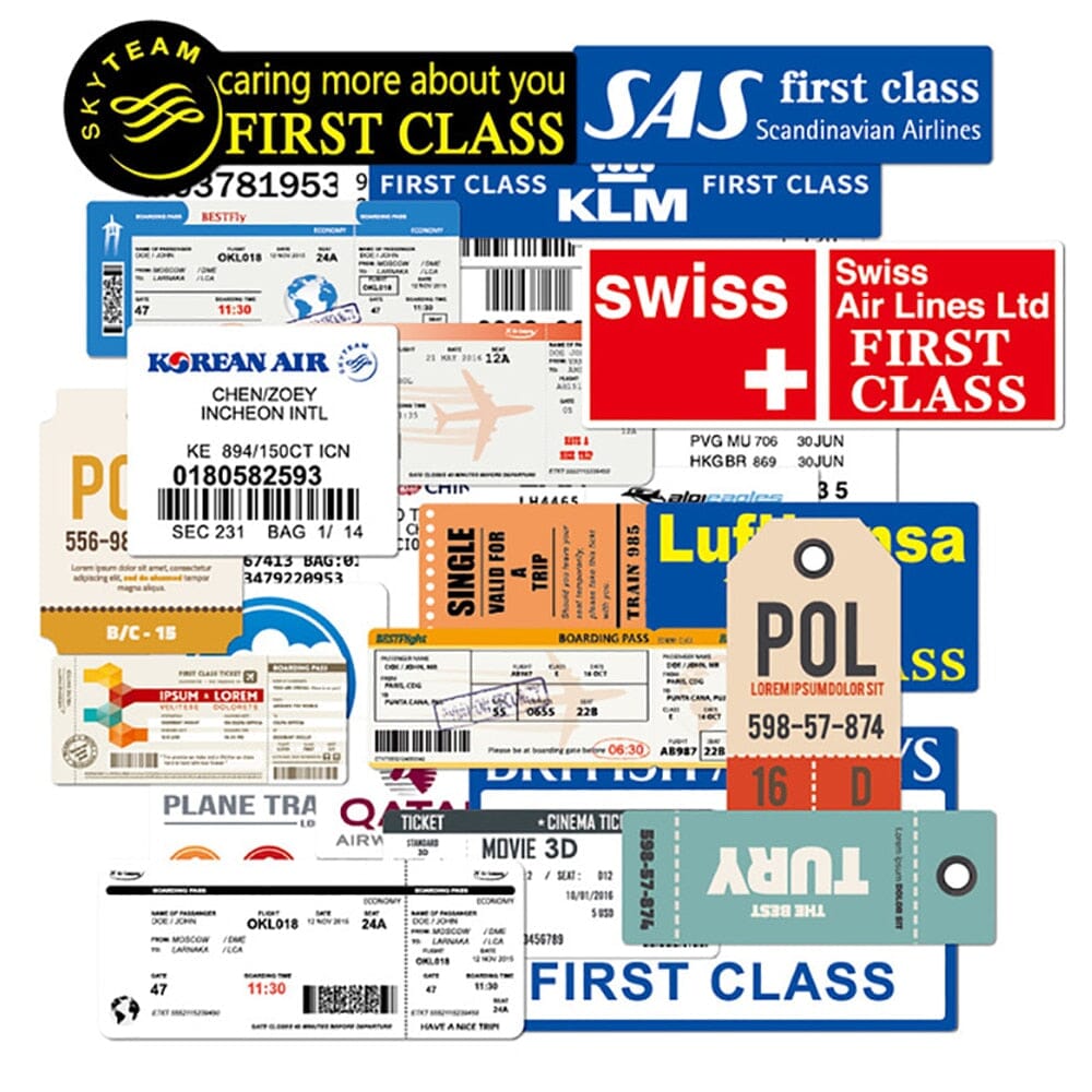 Autocollants pour Valise - Cartes d'Embarquement (Pack de 30)