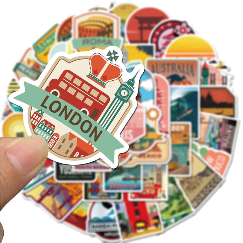 Stickers Valise - Destinations (Pack de 50)