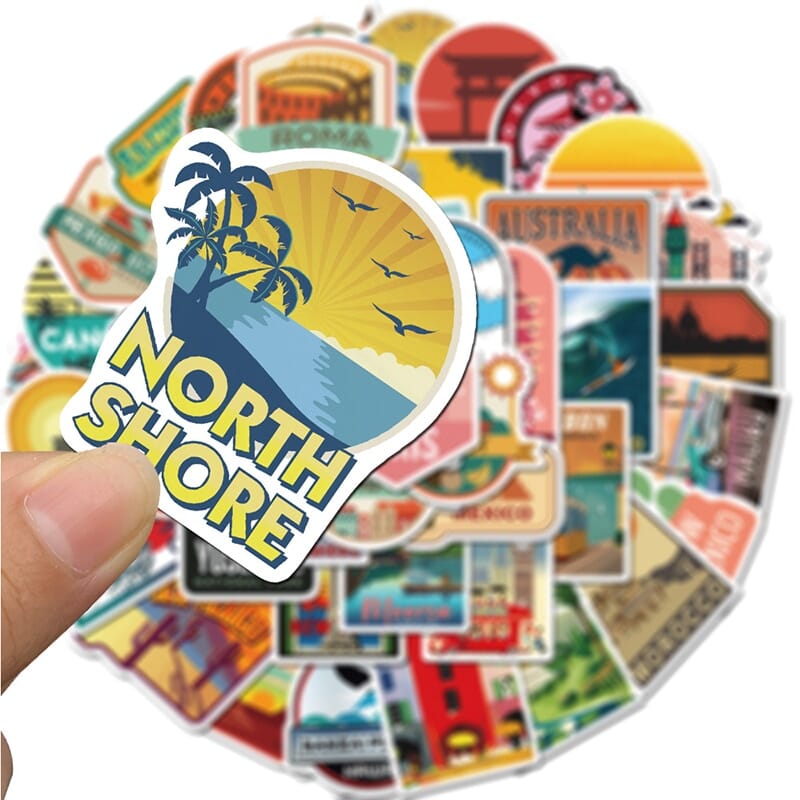 Stickers Valise - Destinations (Pack de 50)