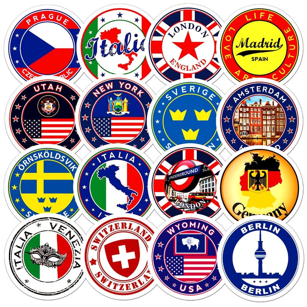 Autocollants Valise- Voyageur du Monde (Pack de 60)