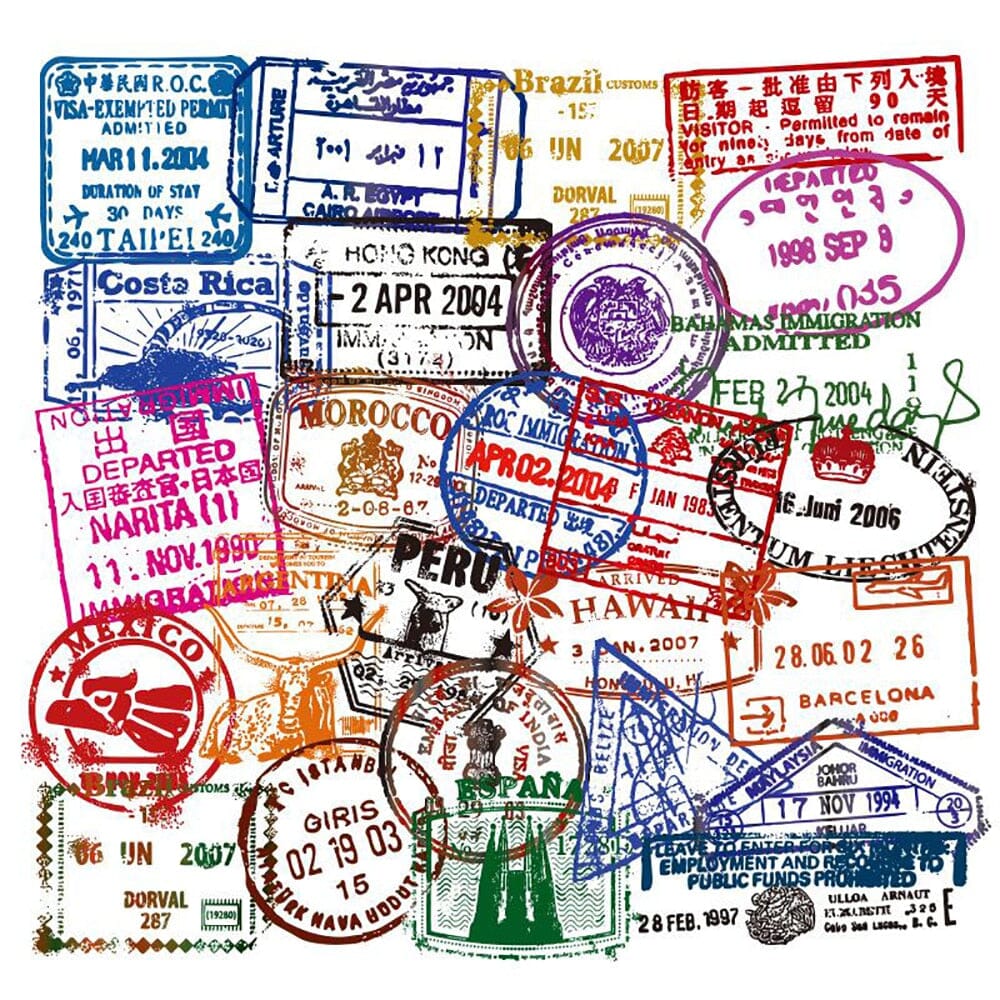 Valise Stickers - Tampons De Passeport (Pack de 50)