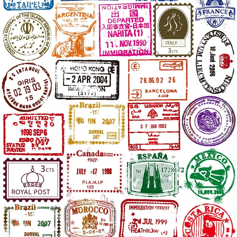 Valise Stickers - Tampons De Passeport (Pack de 50)