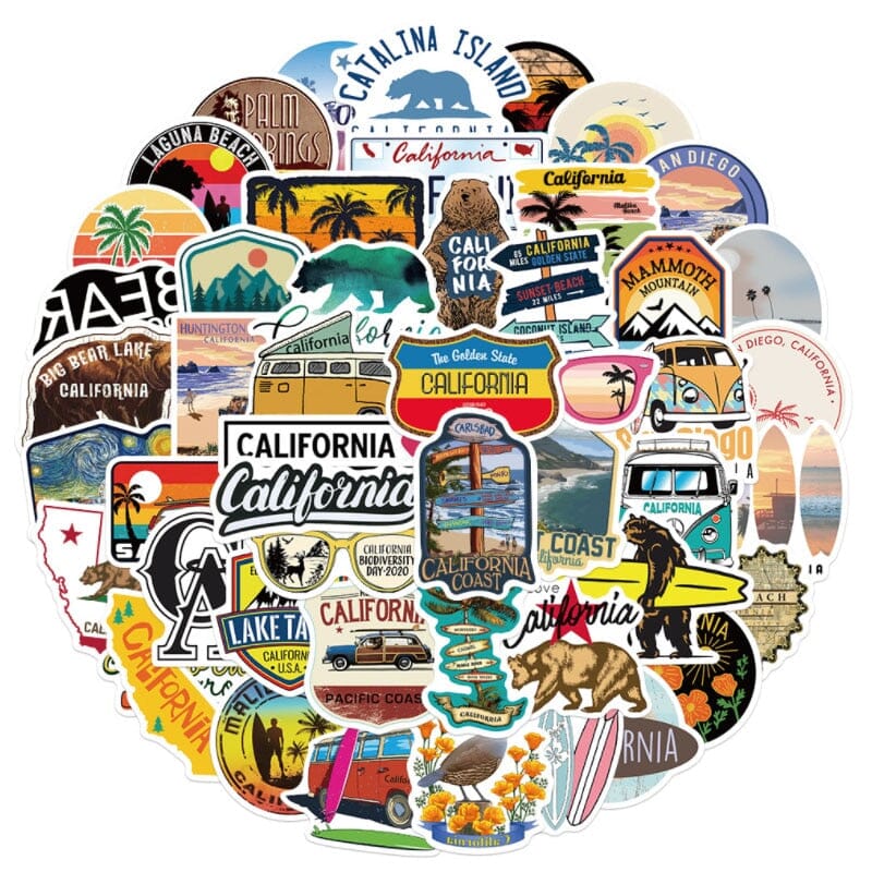 Autocollants Valise - California Dream (Pack de 50)