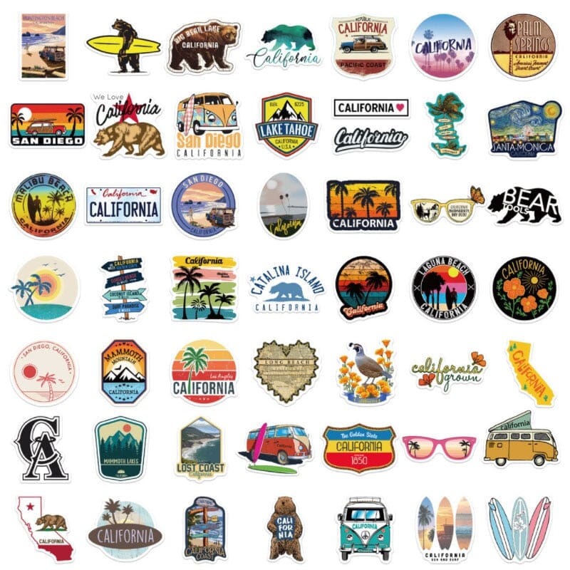 Autocollants Valise - California Dream (Pack de 50)
