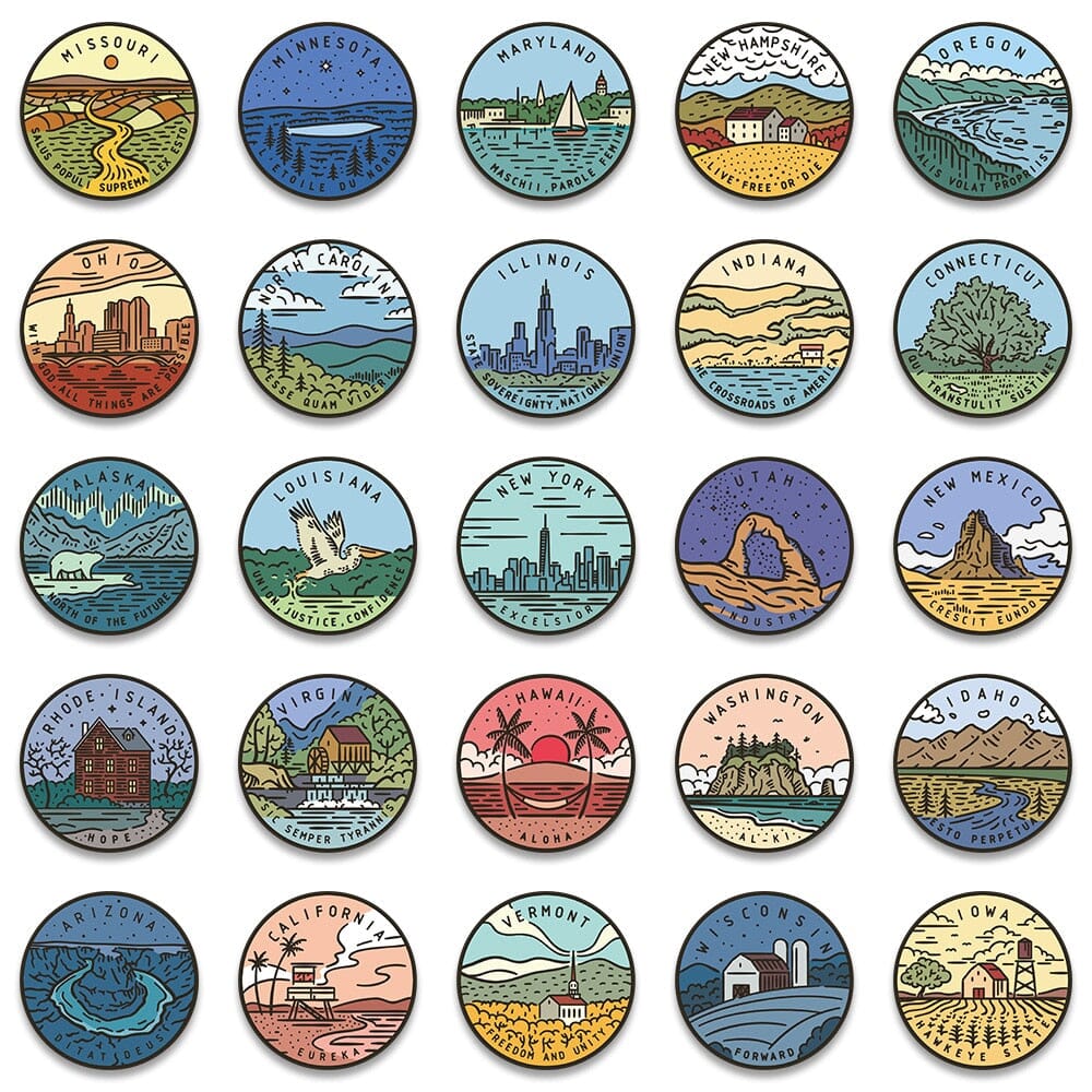 Autocollants pour Valise - Voyage aux USA (Pack de 50)