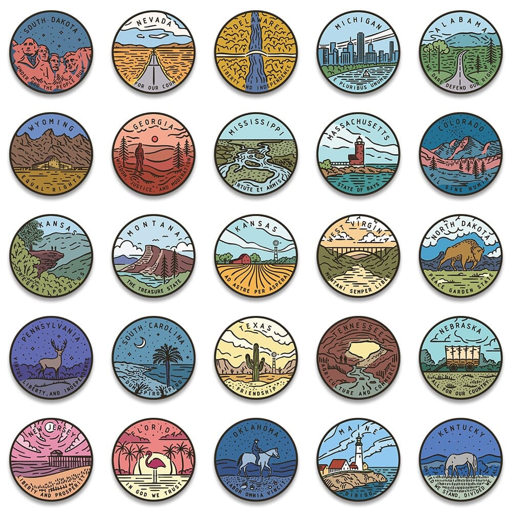 Autocollants pour Valise - Voyage aux USA (Pack de 50)