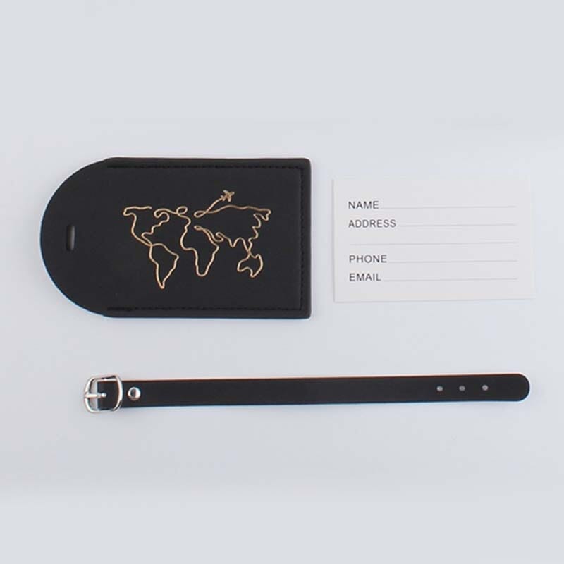 Étiquette Bagage - Carte du Monde Élégante