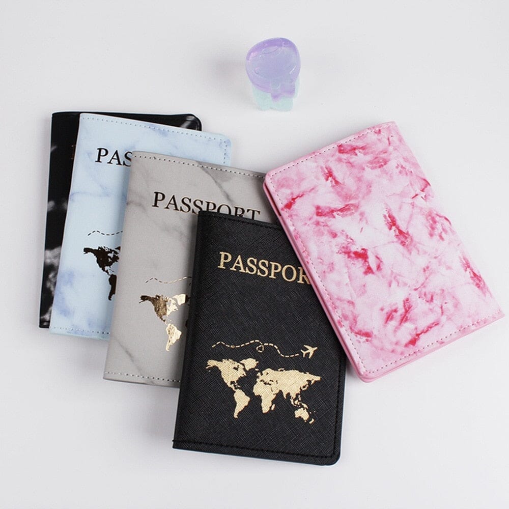 Étui Passeport Carte du Monde en Marbre - Édition Voyage