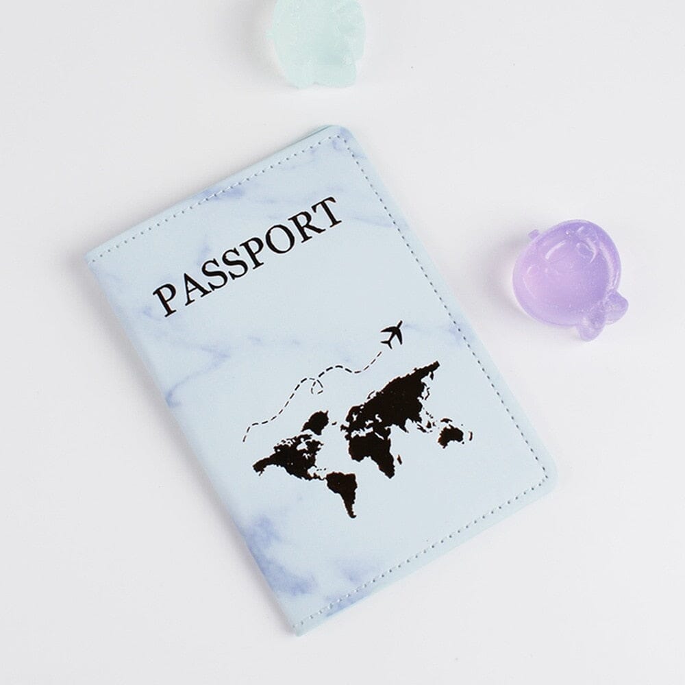 Étui Passeport Carte du Monde en Marbre - Édition Voyage