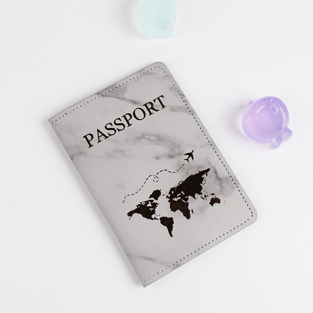 Étui Passeport Carte du Monde en Marbre - Édition Voyage