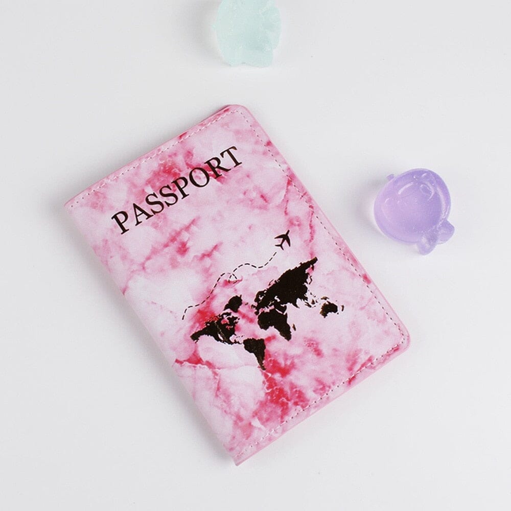 Étui Passeport Carte du Monde en Marbre - Édition Voyage