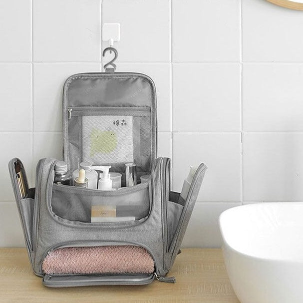 Grande Trousse de Toilette à Suspendre - Voyage To Live (Gris)