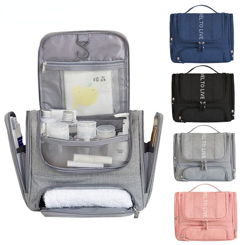 Grande Trousse de Toilette à Suspendre - Travel To Live (Noir)