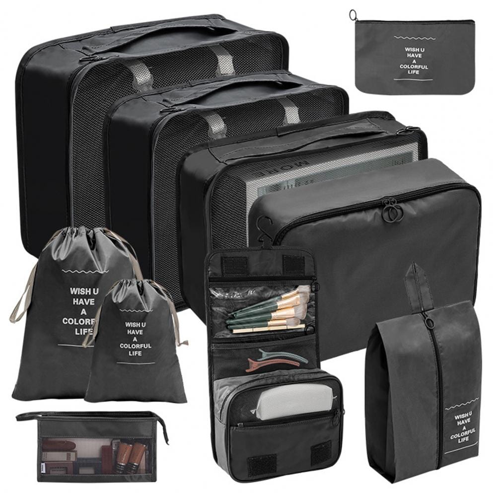 Organisateurs de Valise Ensemble de 10 Pochettes (Noir)