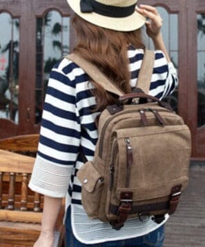 Petit Sac à Dos de Voyage Vintage Femme en Tissu Rétro