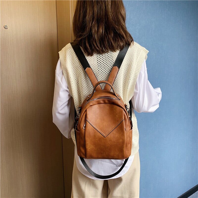 Petit Sac à Dos Femme Marron Vintage - Collection Exploratrice