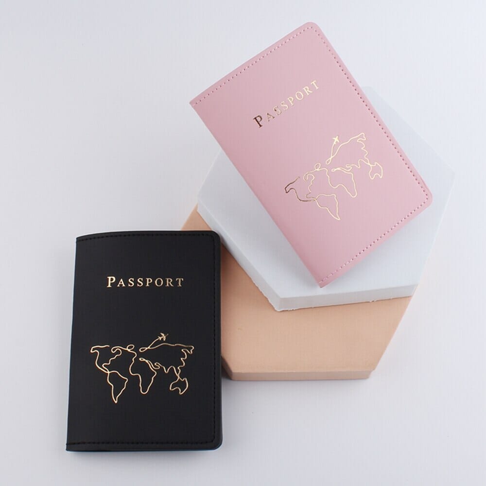 Protège-Passeport Carte Du Monde Épurée
