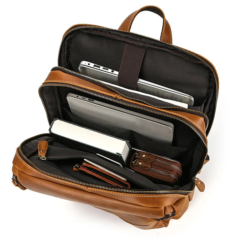 Sac à Dos en Cuir pour Homme, Idéal pour Voyager