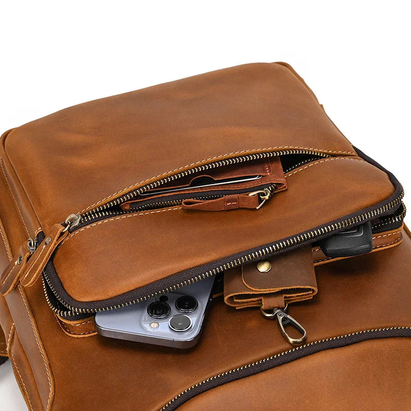 Sac à Dos en Cuir pour Homme, Idéal pour Voyager