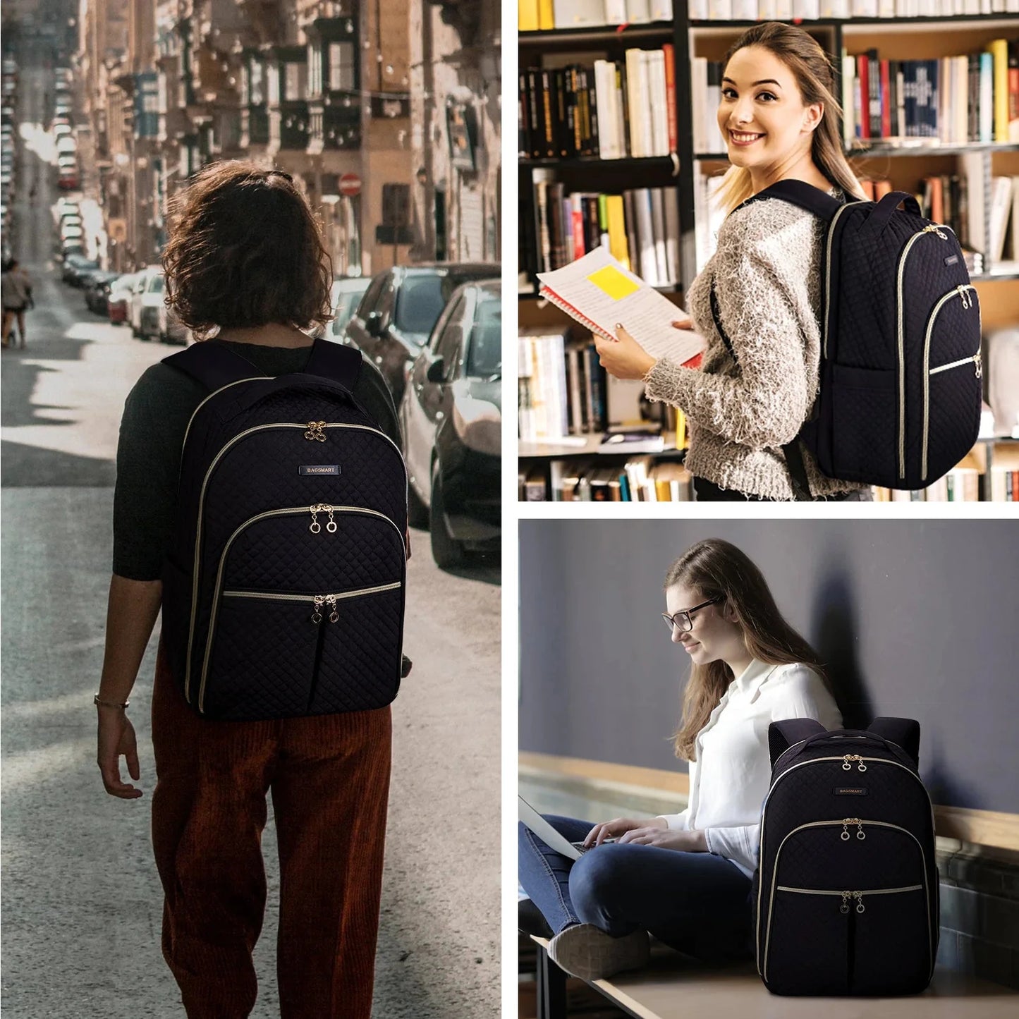 Sac à Dos Femme Voyage Travail Ordinateur 15.6 Pouces
