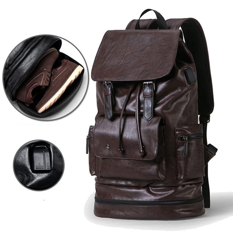 Sac à Dos Vintage Homme - Compartiment Chaussures & USB
