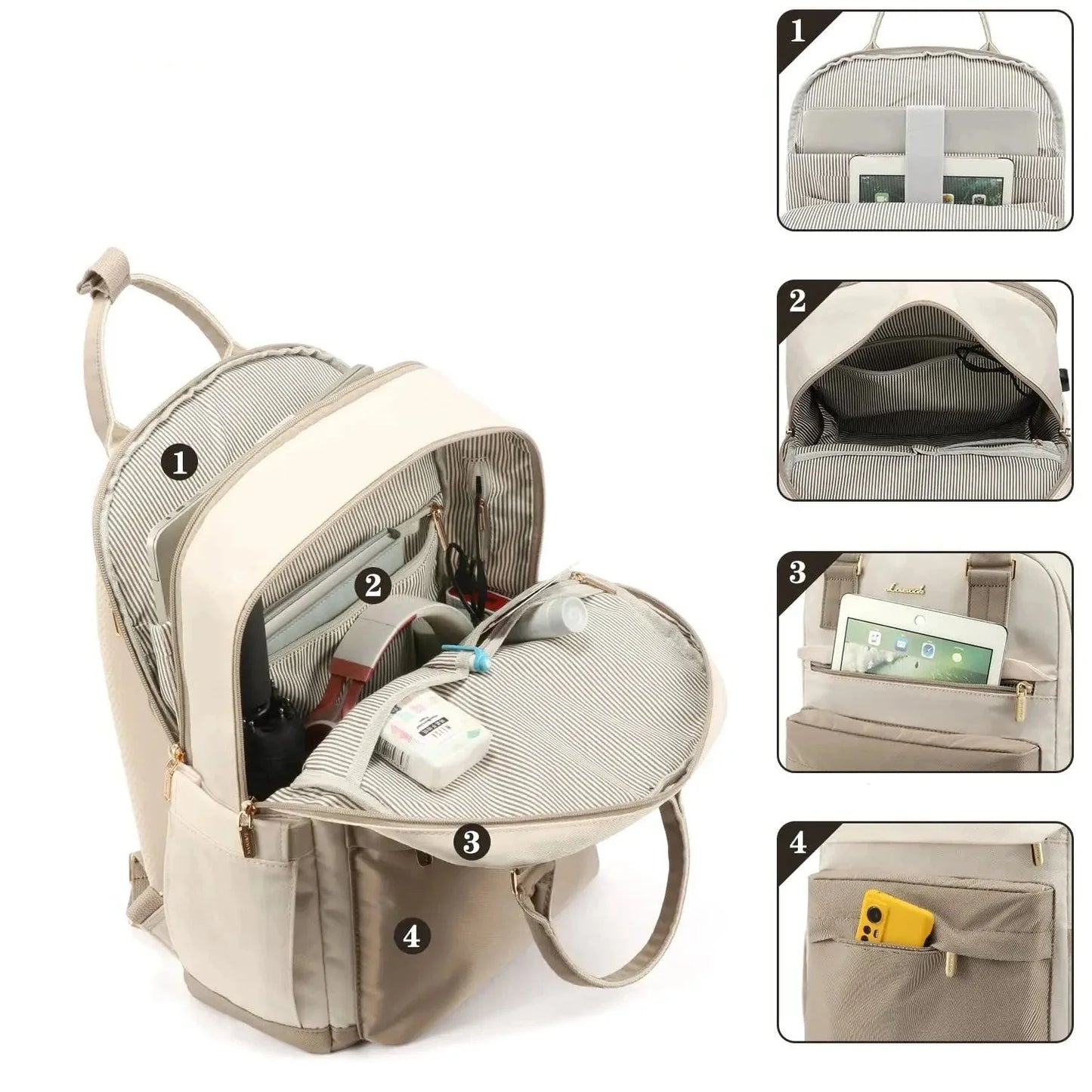 Sac à Dos Voyage pour Ordinateur Femme (16 Pouces)