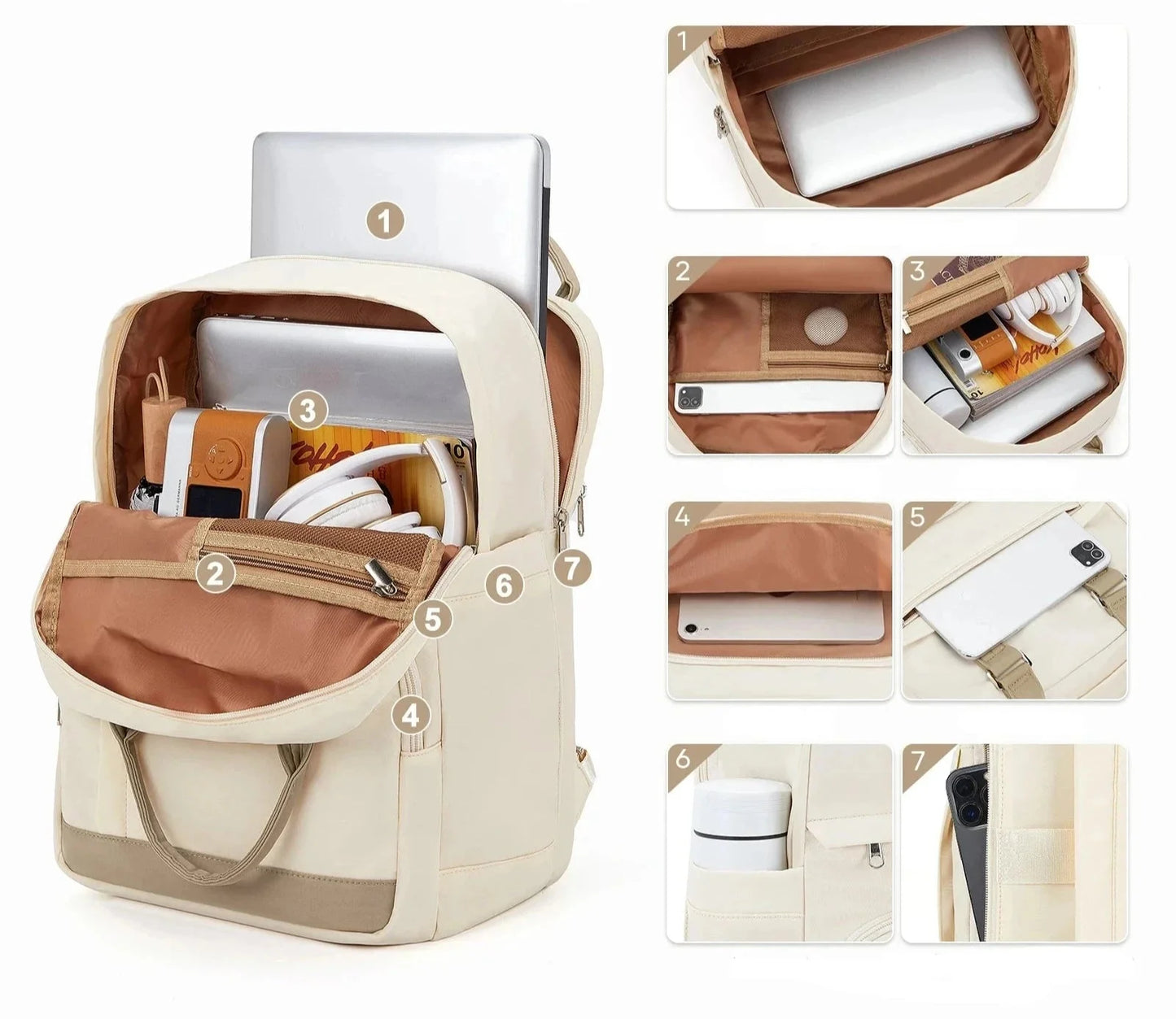 Sac à Dos Ordinateur Élégant Femme pour Voyager (15.6 Pouces)