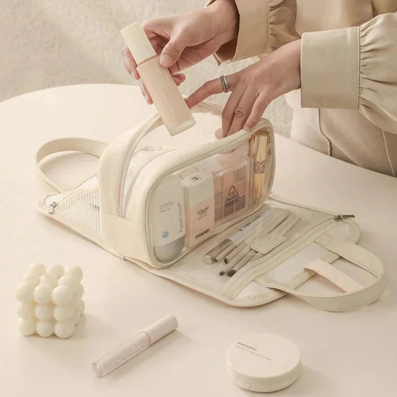 Trousse de Toilette Femme Matelassée 2-en-1 pour Voyage