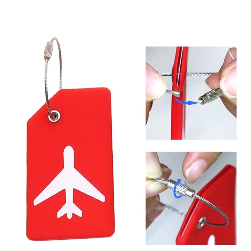 Sangle de Valise & Porte-Étiquette Bagage Avion - Rouge Passion