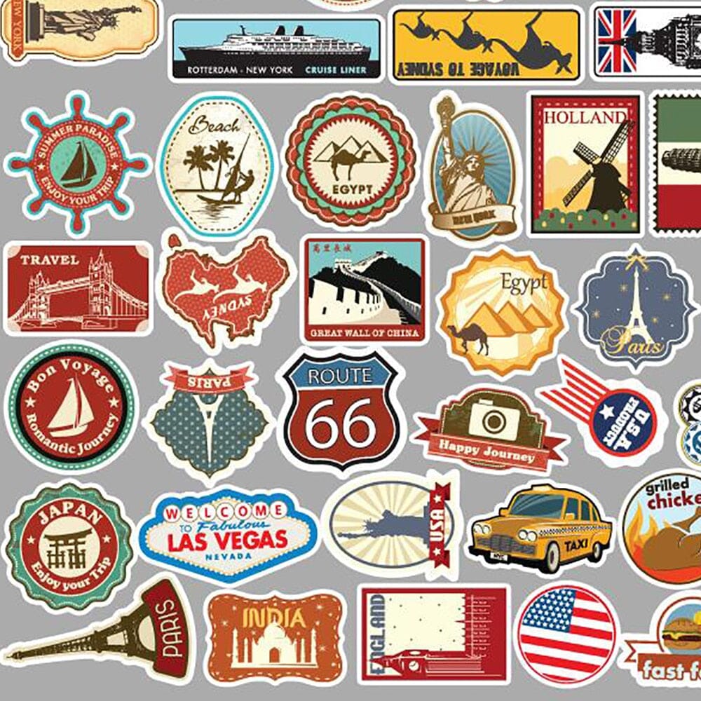 Stickers Valise - Explorez le Monde (Pack de 50)