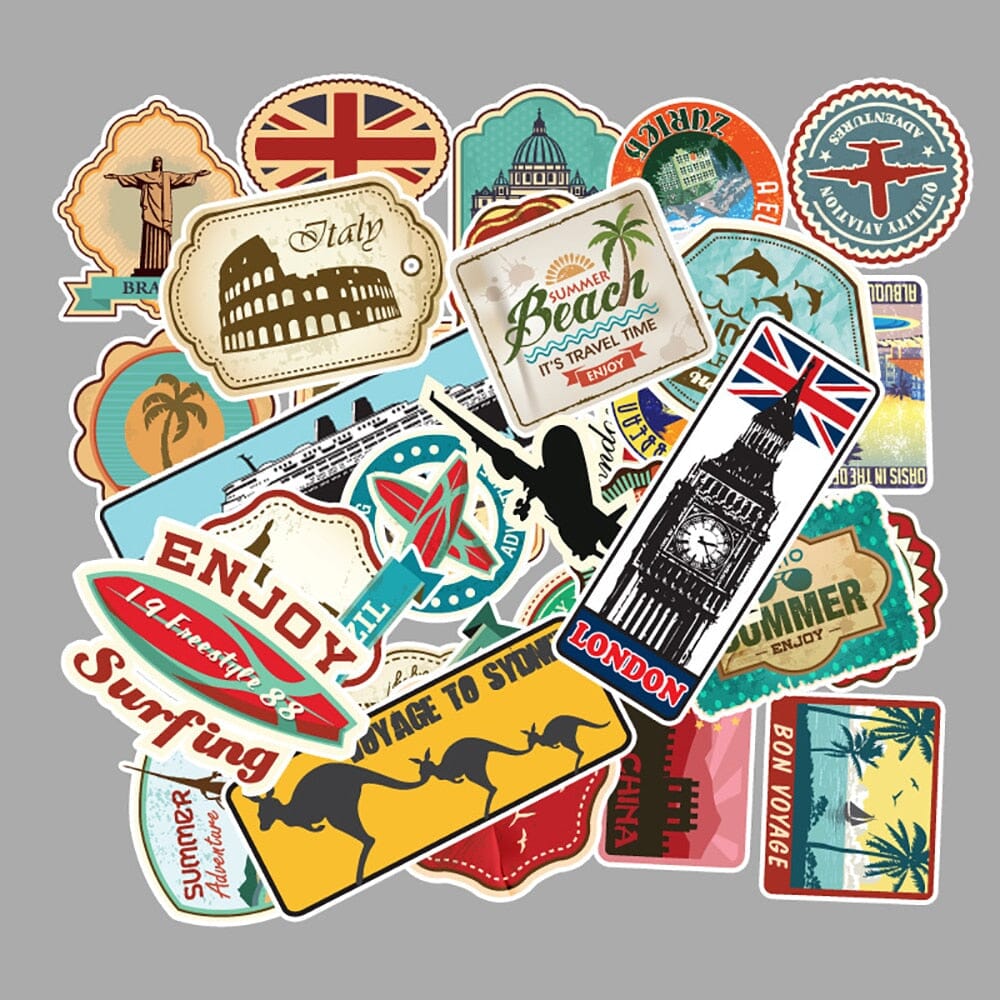 Stickers Valise - Explorez le Monde (Pack de 50)
