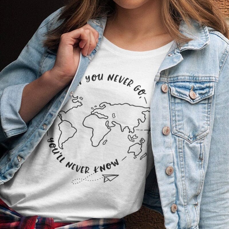 T-Shirt Voyage Femme - If You Never Go, You'll Never Know