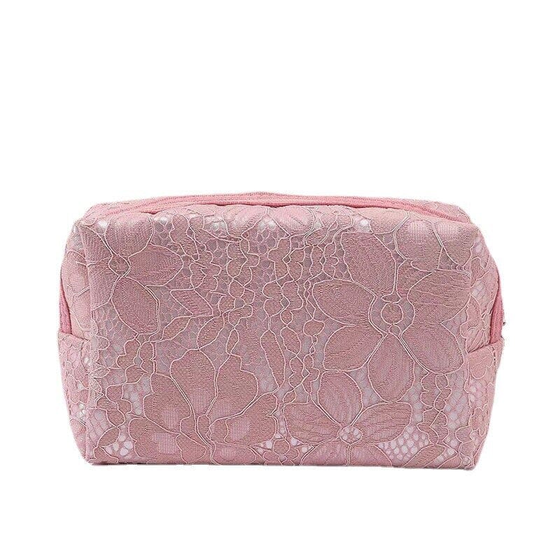 Trousse de Maquillage - Élégance Dentelle Rose