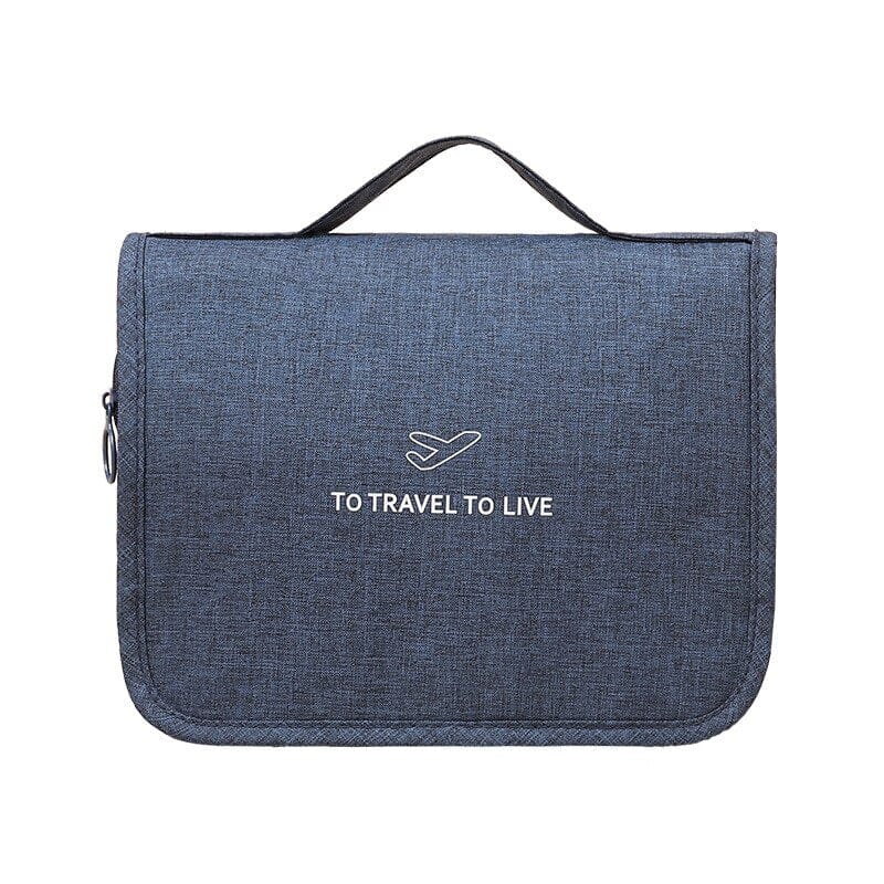 Trousse de Toilette de Voyage à Suspendre - To Travel To Live (Bleu Marine)