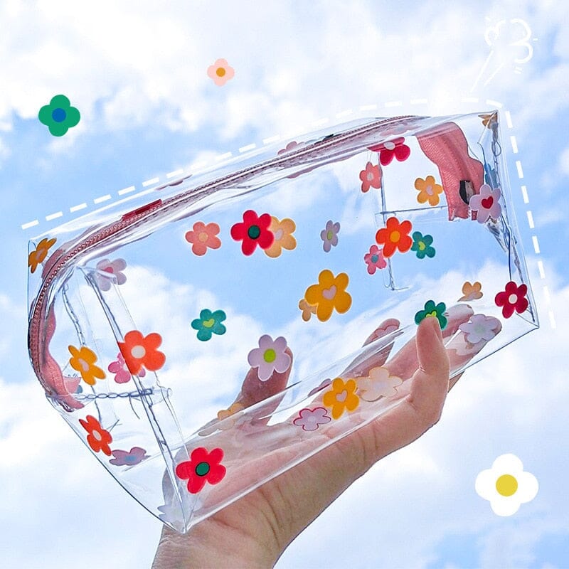 Trousse de Toilette Femme Transparente Fleurs Chic