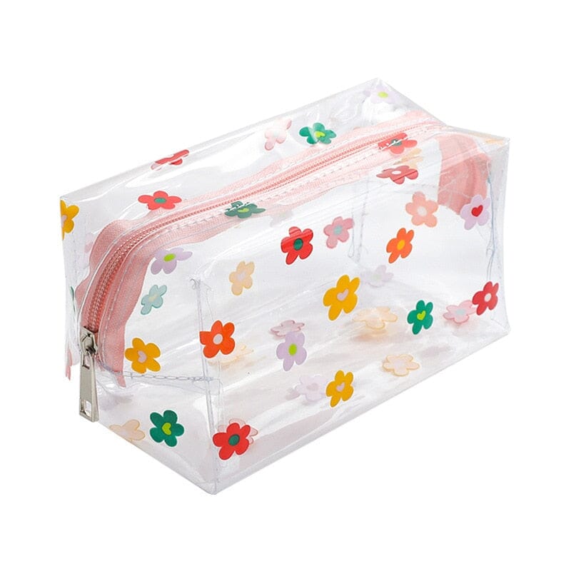 Trousse de Toilette Femme Transparente Fleurs Chic