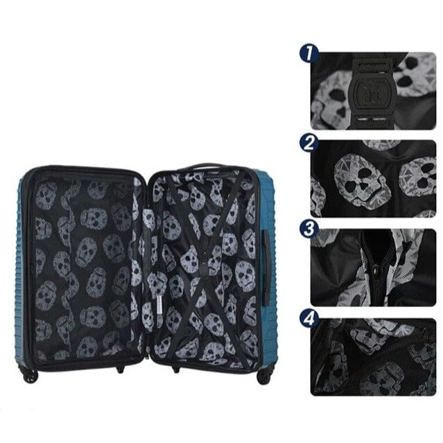 Valise Tête de Mort Mexicaine Rigide Relief - Bleu