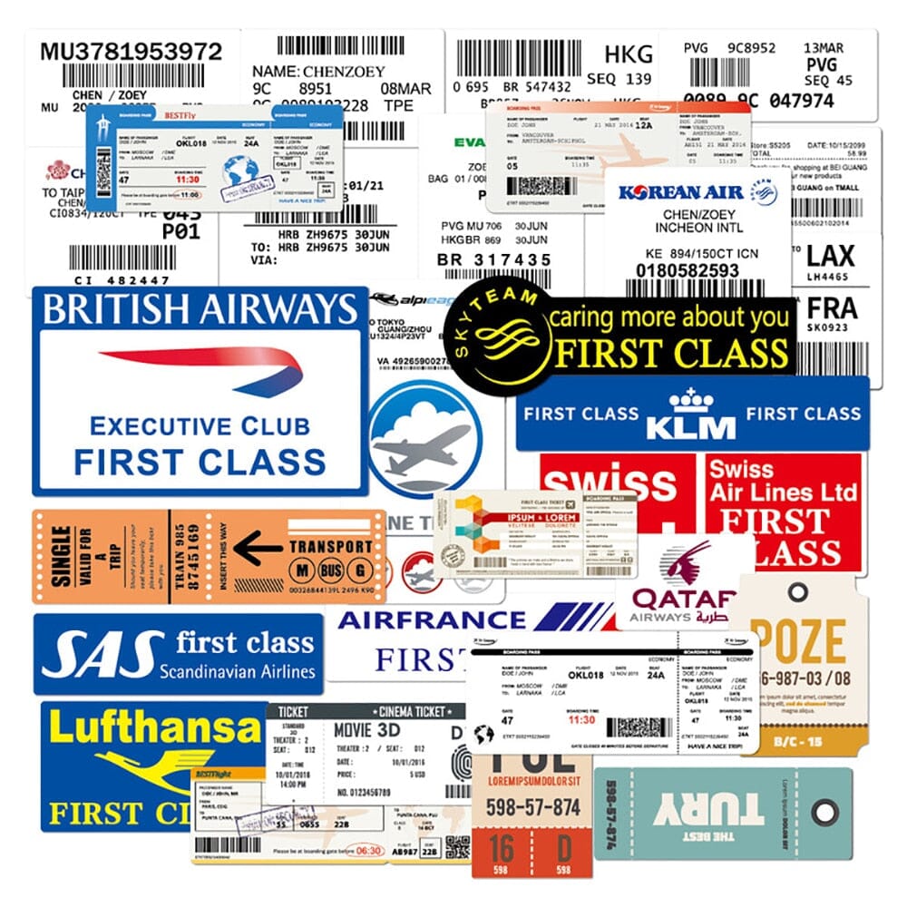 Autocollants pour Valise - Cartes d'Embarquement (Pack de 30)