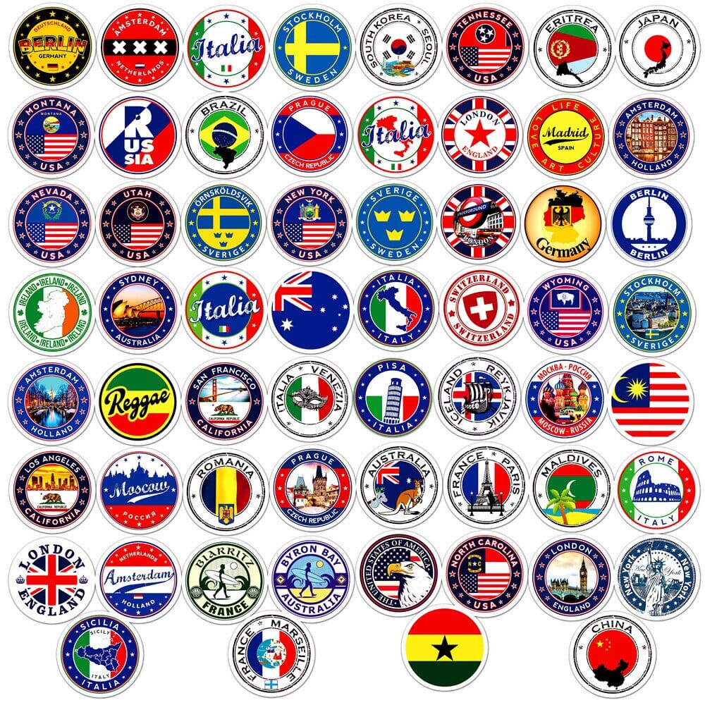 Autocollants Valise- Voyageur du Monde (Pack de 60)