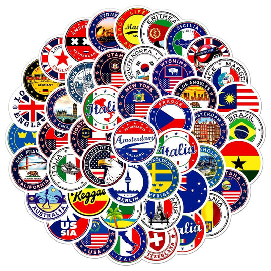 Autocollants Valise- Voyageur du Monde (Pack de 60)