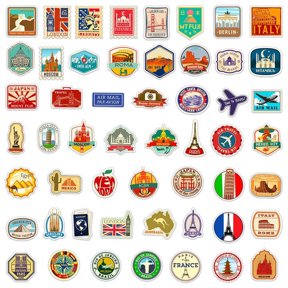 Valise Deco - Voyage Stickers (Pack de 50)