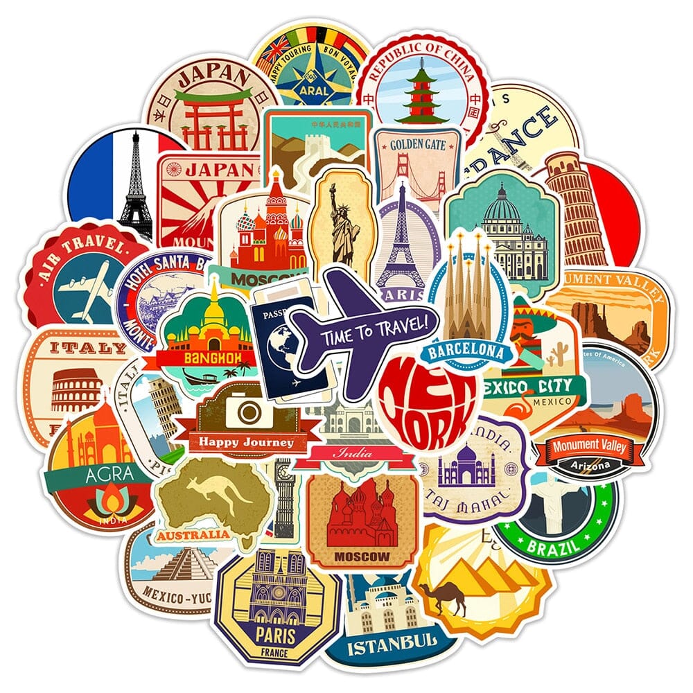 Valise Deco - Voyage Stickers (Pack de 50)
