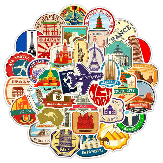Valise Deco - Voyage Stickers (Pack de 50)