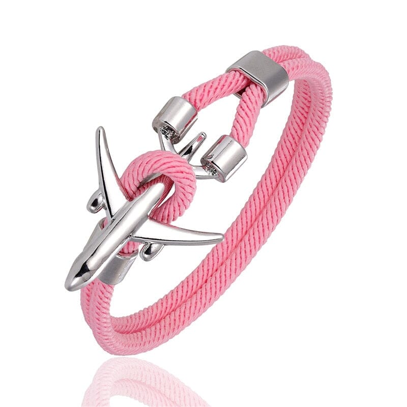 Bracelet Avion - Corde Rose - Explorer le Monde