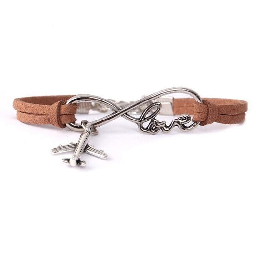 Bracelet Avion Infinity Love (Marron) - Édition Voyage