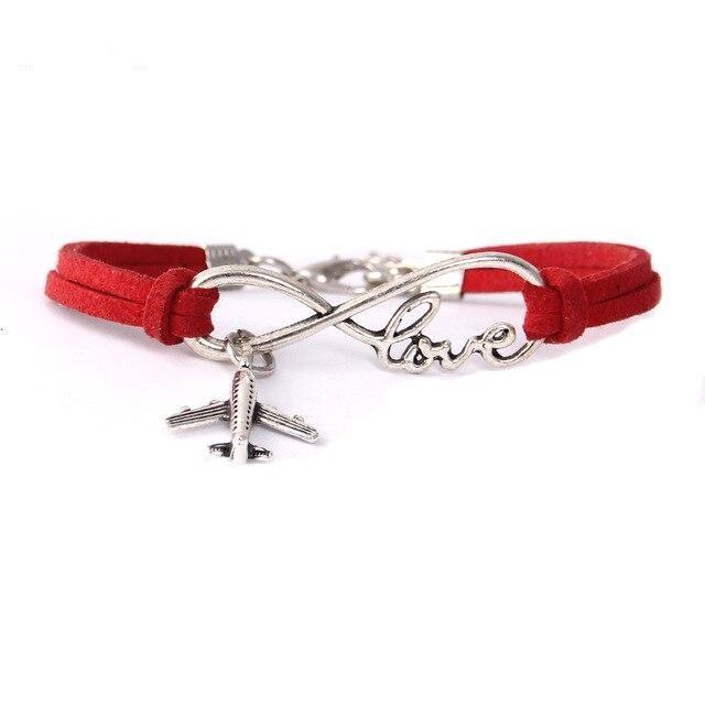 Bracelet Avion - Infinity Love Rouge Tour du Monde