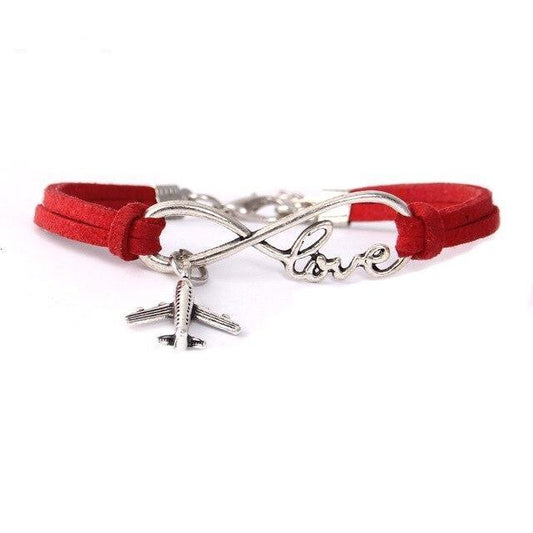 Bracelet Avion - Infinity Love Rouge Tour du Monde
