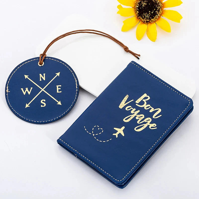 Cadeau Départ Exploration- Étiquette de Voyage & Étui Passeport Personnalisé