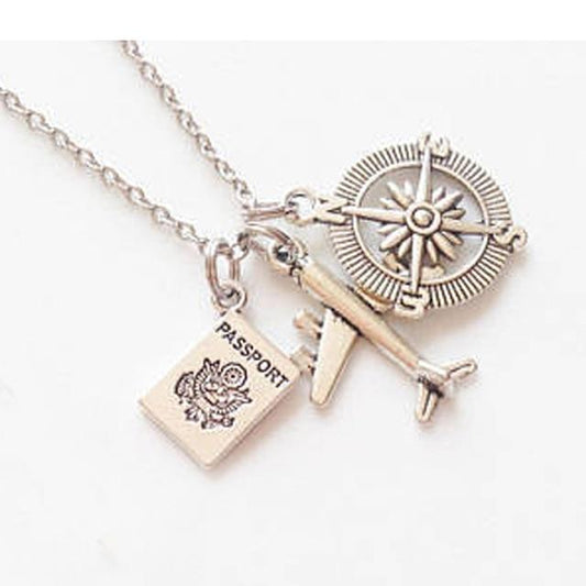 Collier Avion - Passeport & Boussole
