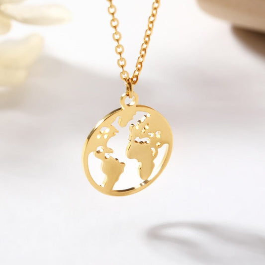 Collier Pendentif Globe Terrestre Minimaliste - Collection Voyager